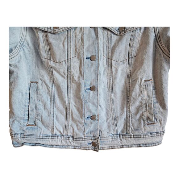 UNIVERSAL THREAD Women's L Jean Jacket Sherpa Lined Light Blue Metal Buttons 42 - Picture 4 of 8